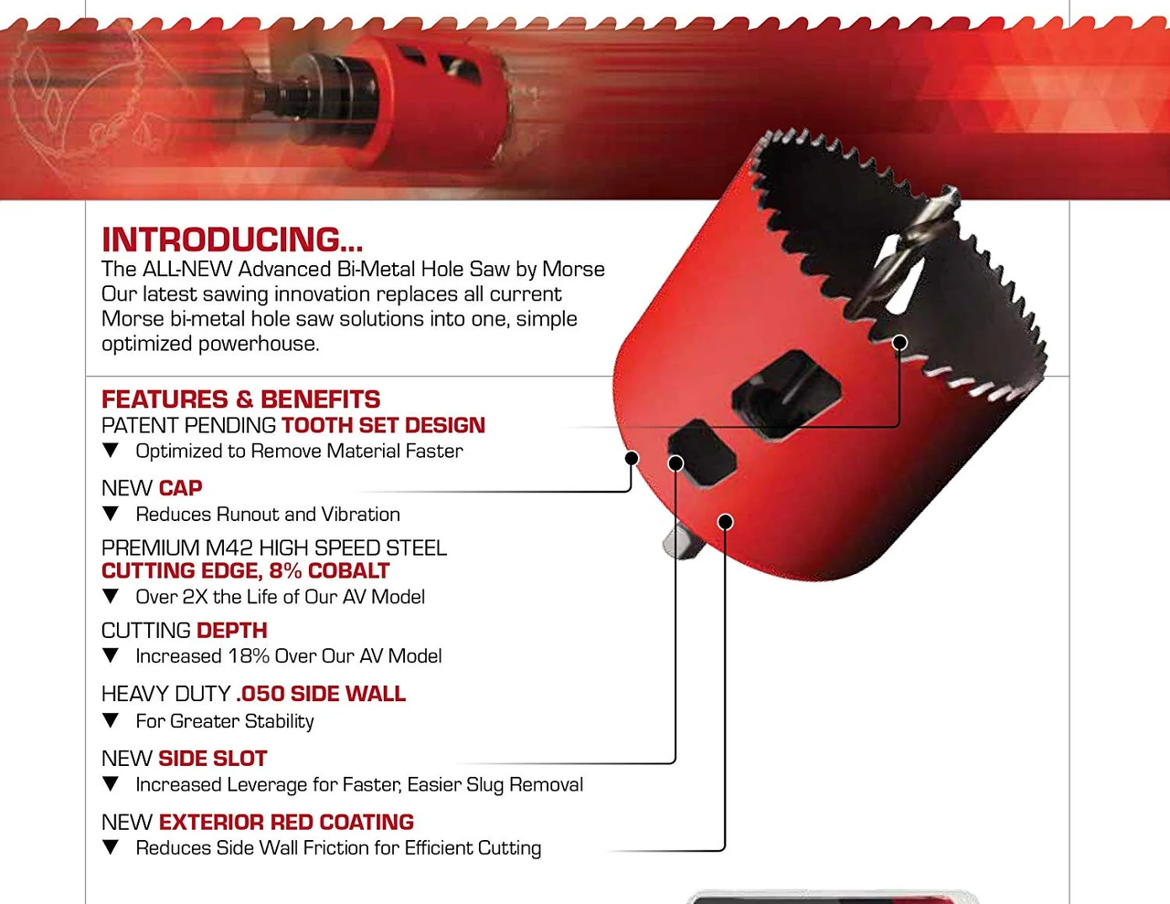 M.K. Morse MHS56 Advanced Bi-Metal Hole Saw, 3-1/2" Diameter — product image 2