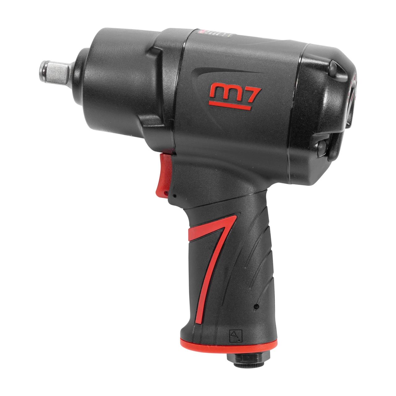 M7 black air impact wrench with red trigger and red-accented grip