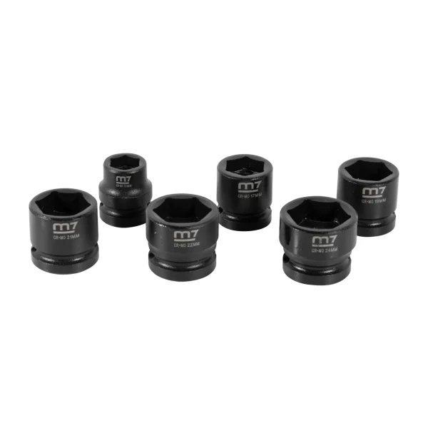 M7 Metric Impact Socket Set with 1/2" Drive Stubby 6-Point Sockets (MA42006M)