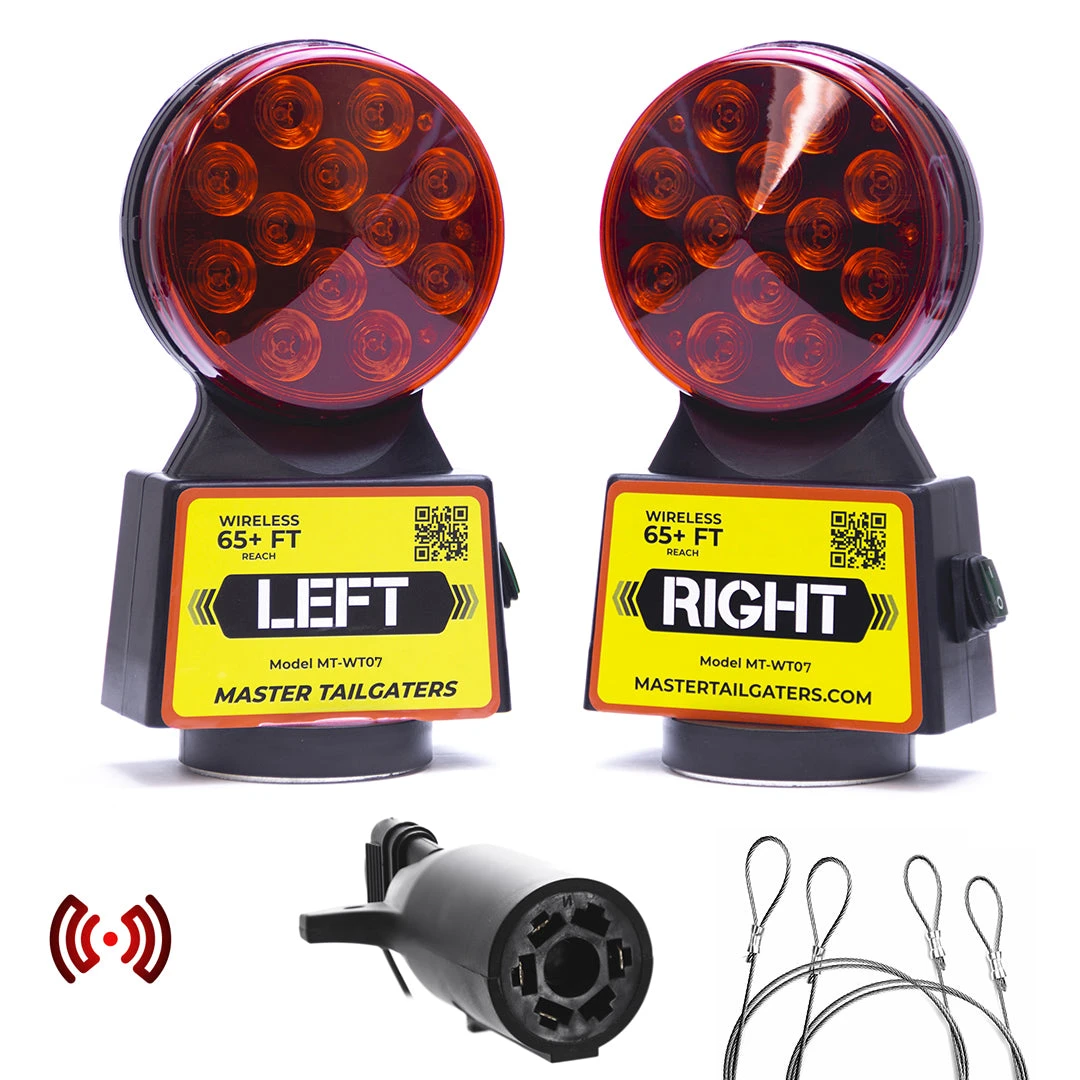 Master Tailgaters Wireless Trailer Tow Lights - Magnetic Mount - 65 Feet Range - 7 Pin Flat Connection (MT-WT07)