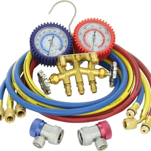 Mastercool 84772-G Brass R134A 2 Way Manifold Gauge Set with 72" Hoses