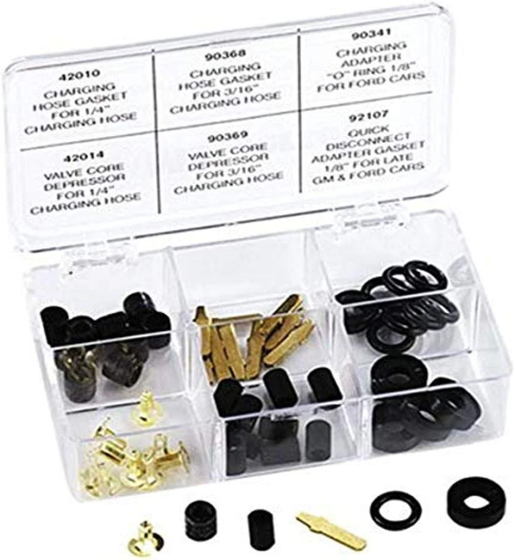 Mastercool Repair Kit For A/C Charging Adapters 60-Piece Plastic Case (91334)