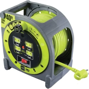Masterplug 40Ft 4 Sockets 10A 16Awg Cassette Cable Reel (HMA401214G4SL-US)