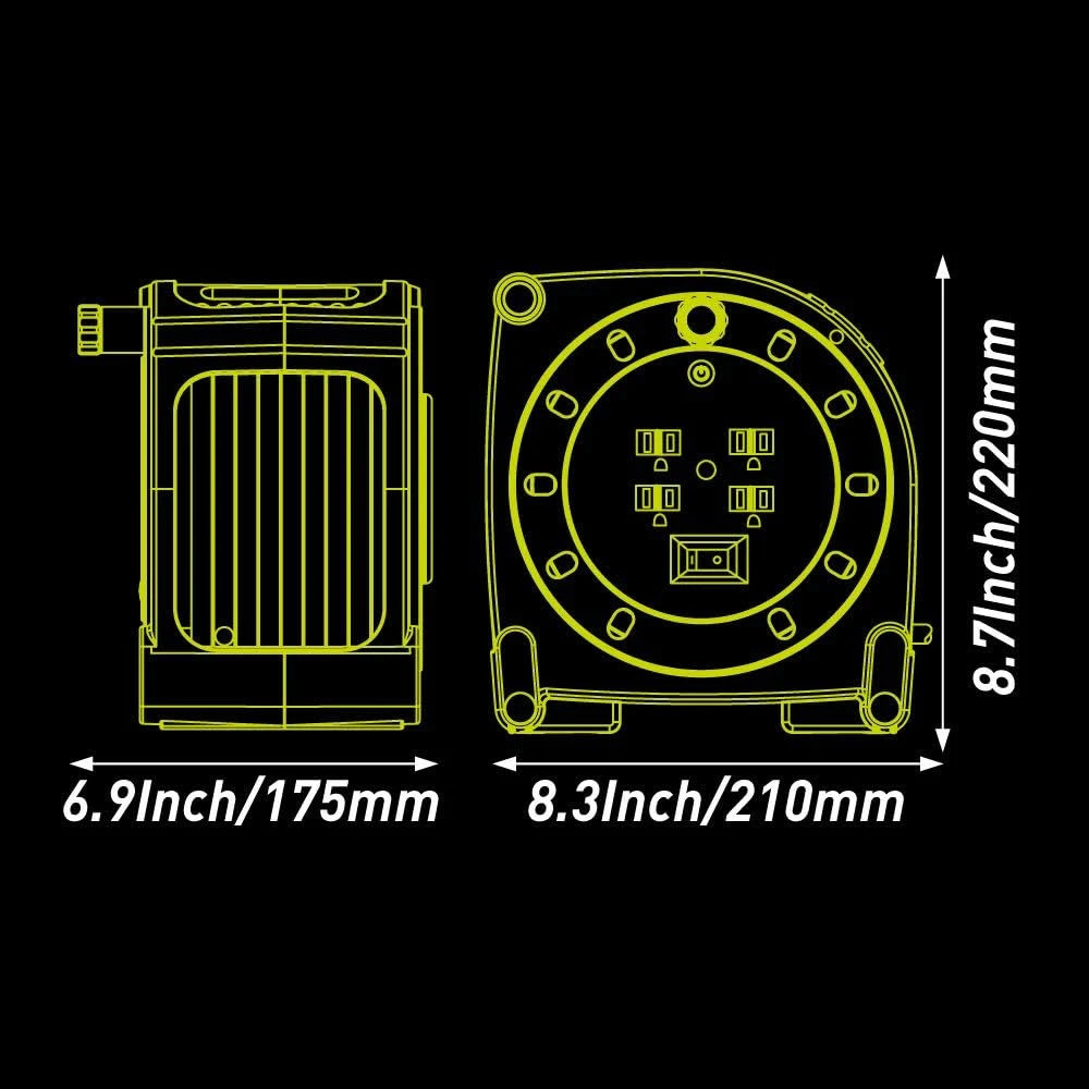 Masterplug 40Ft 4 Sockets 10A 16Awg Cassette Cable Reel (HMA401214G4SL-US) — product image 5