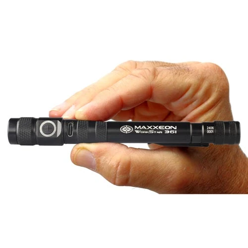 Maxxeon WorkStar 361 Rechargeable LED Zoom Penlight/Inspection Light USB-C - BLACK (MXN00361)