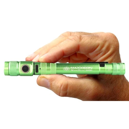 Maxxeon WorkStar 366 Rechargeable LED Zoom Penlight/Inspection Light USB-C - GREEN (MXN00366)