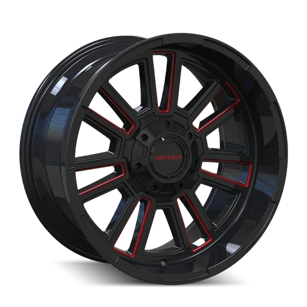 Mayhem Apollo 8115 Gloss Black/Milled with Prism Red Accent Wheels