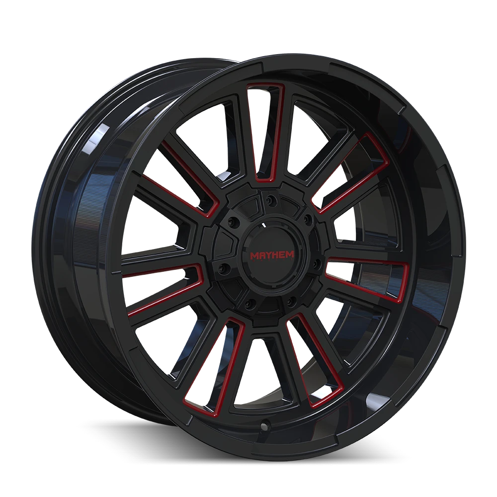 Mayhem Apollo 8115 Gloss Black/Milled with Prism Red Accent Wheels