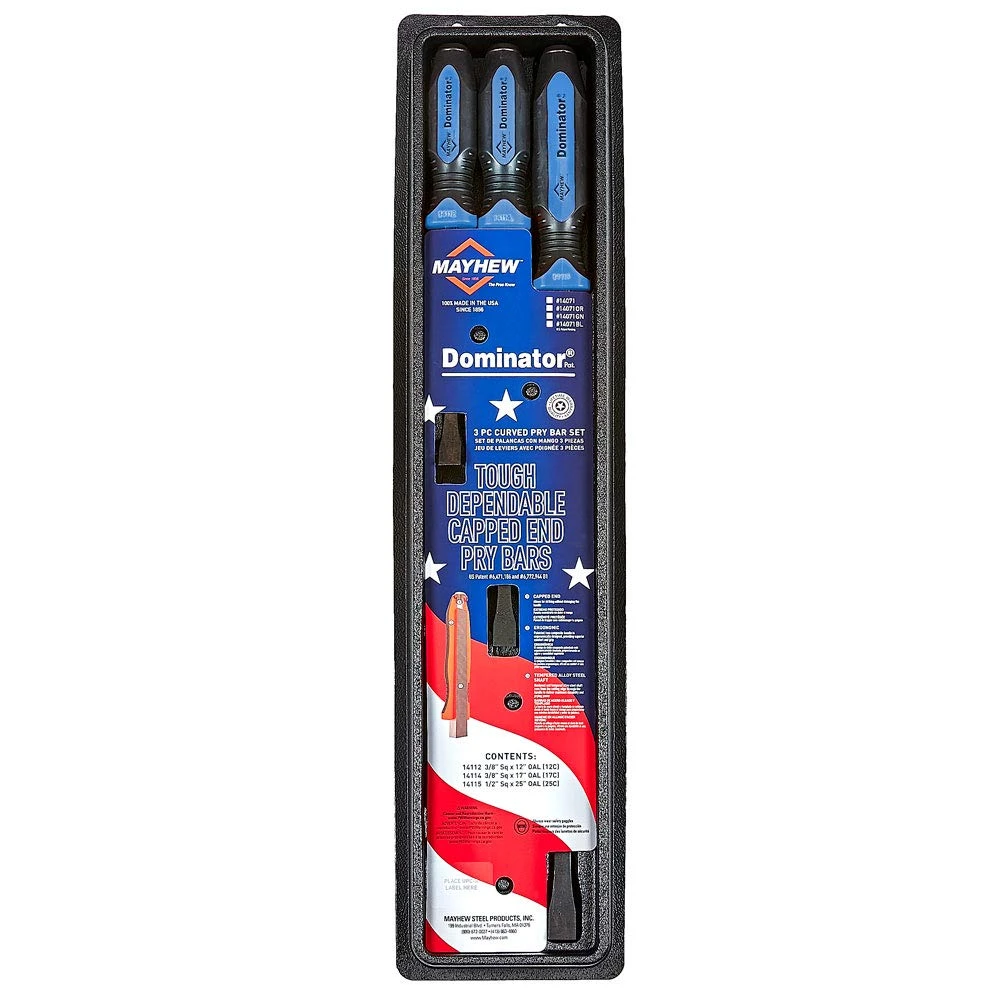 Mayhew 3-Pieces Blue Dominator Pro Curved Pry Bar Set (14071BL) — product image 2
