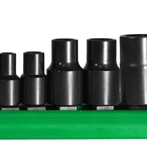 Nine Mayhew 16027 black external TORX Plus sockets on a green rail
