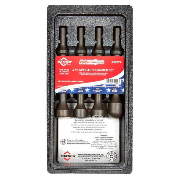 Mayhew 32024 4 Piece Pneumatic Specialty Hammer Set