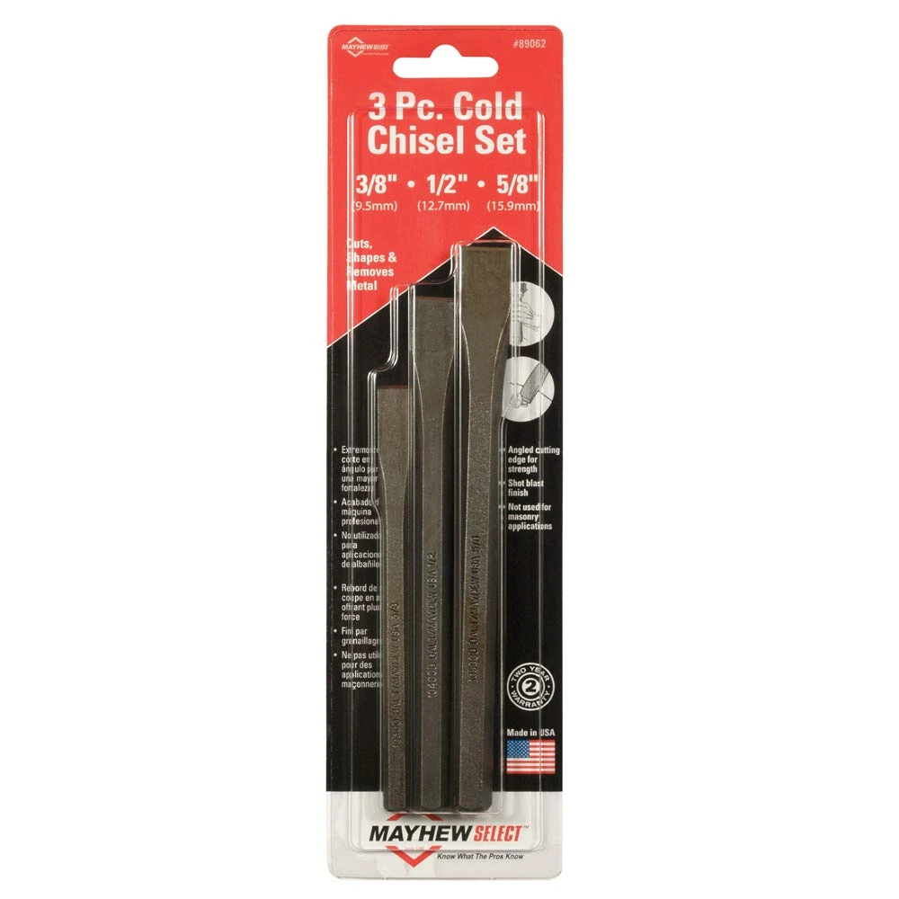Mayhew 3-Pieces Blast Finish Carded Cold Chisel Set (89062) — product image 2