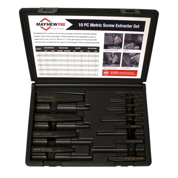 Mayhew 10-Pieces Metric Bolt Extractor Set in Case (37348)