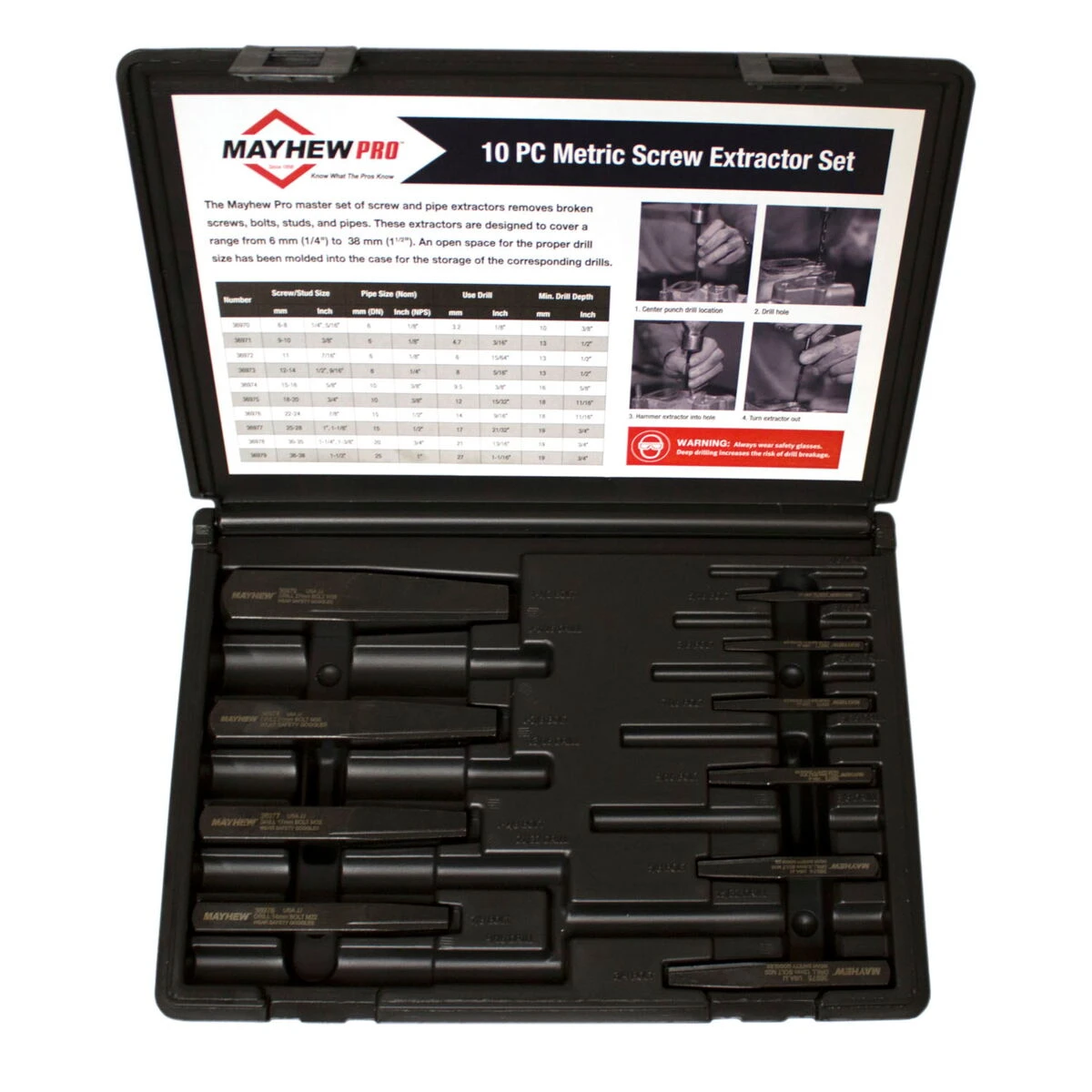 Mayhew 10-Pieces Metric Bolt Extractor Set in Case (37348)