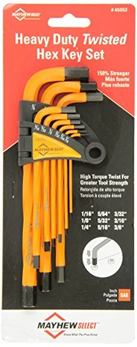 Mayhew Tools 45052 Twisted Hex Key Wrench Set, 9 Piece, 1/16" to 3/8" — product image 2