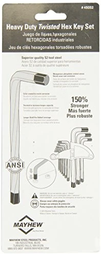 Mayhew Tools 45052 Twisted Hex Key Wrench Set, 9 Piece, 1/16" to 3/8" — product image 3