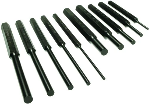 Mayhew Tools 61511 Pin Punch Set 10 Piece, 1/8" to 3/8" Punches in Short and Long