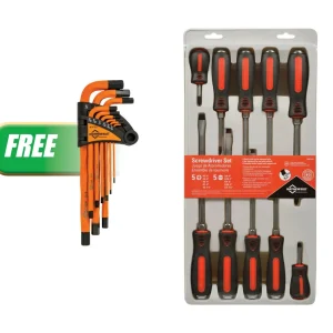 Mayhew Tools 81276 10 Piece Screwdriver Set with 9 Piece SAE Twisted Hex Key Set