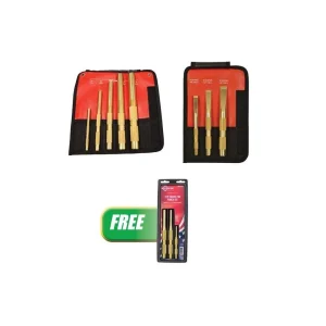 Mayhew Tools 81389 5 Pc. Brass Drift Punch Kit & 3 Pc. Brass Scraper Kit