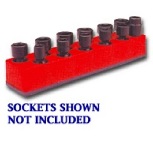 Mechanics Time Saver Red 12-Hole Swi/Imp Metric Socket Organizer (981)