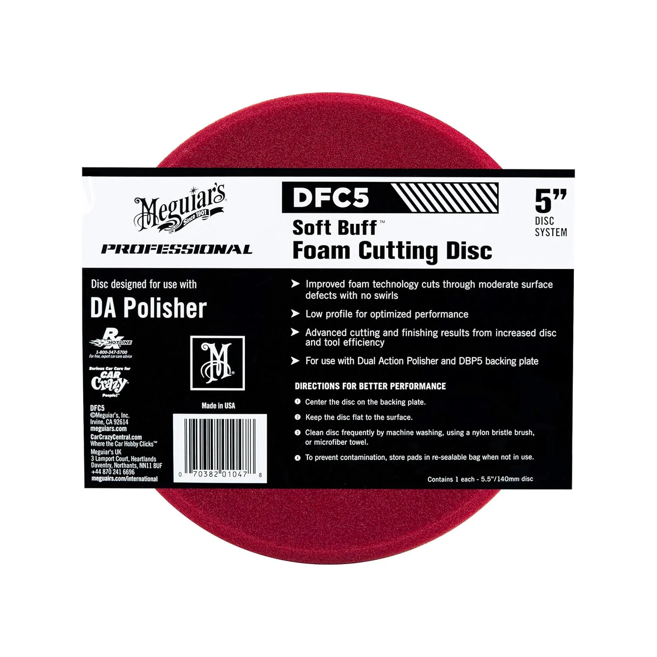 Meguiar's DA Foam Cutting Disc 5" for Dual Action Polishers (DFC5)