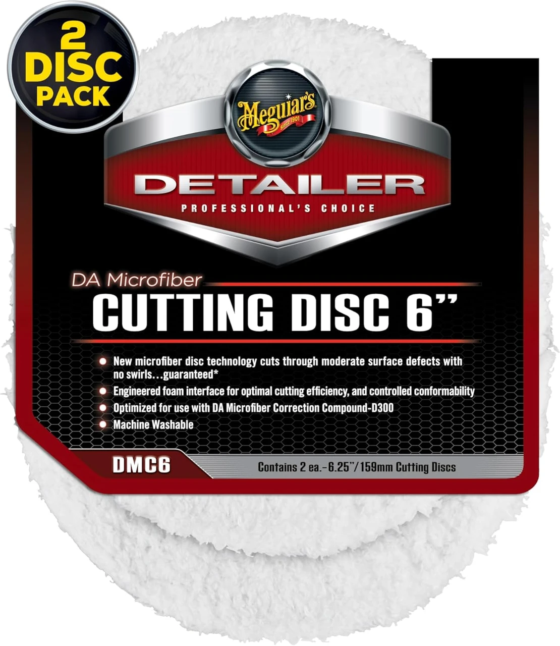 Meguiar's DA Microfiber Cutting Disc 6" (2-Pack) (DMC6)