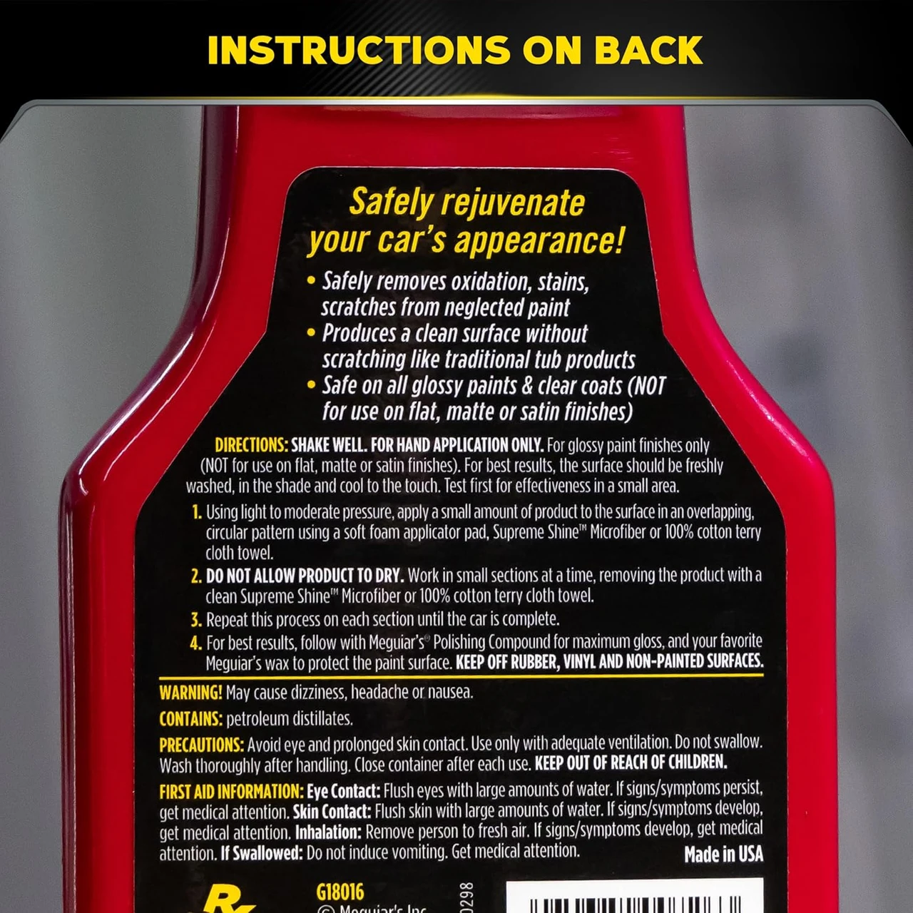 Meguiar's Safe Rubbing Compound 16 Oz for Paint Restoration (G18016) — product image 6