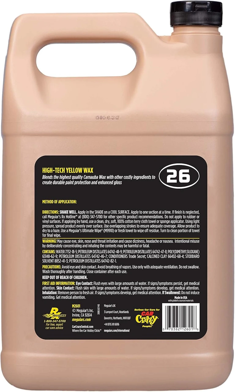 Meguiar's Hi-Tech Yellow Wax Gallon Liquid Car Wax (M2601) — product image 3