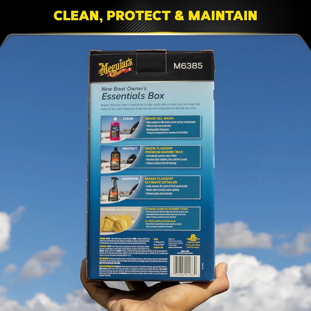 Meguiar's New Boat Owner's Essentials Kit, Wax & Wash (M6385) — product image 7