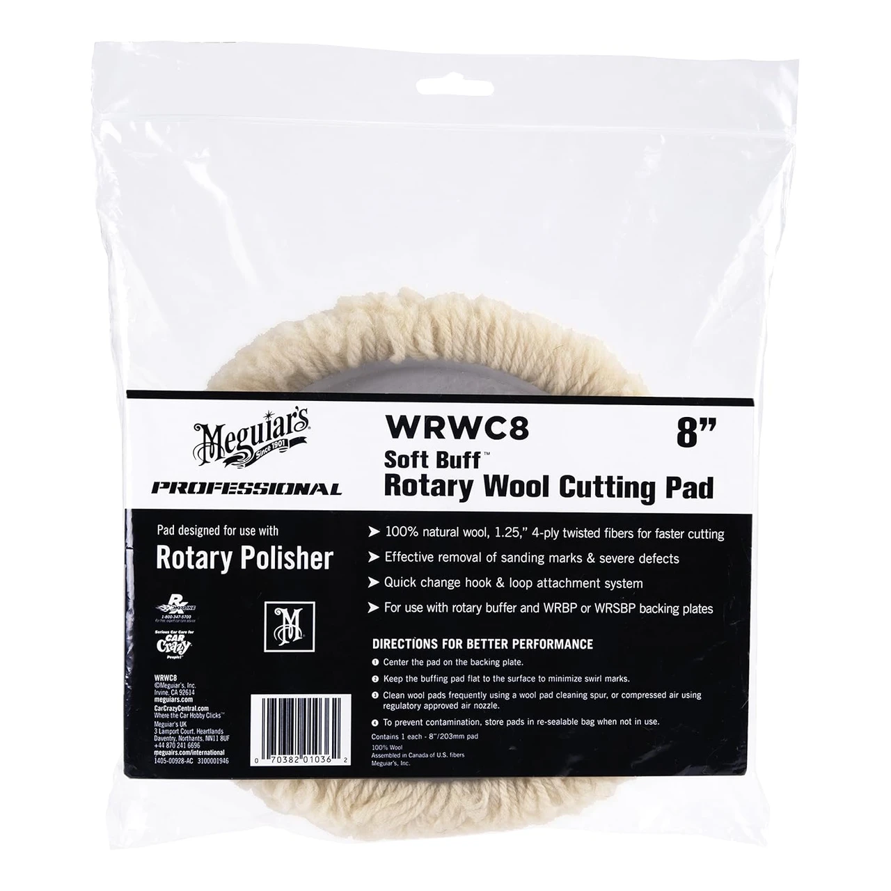 Meguiar's Soft Buff Rotary Wool Cutting Pad 8 Inch (WRWC8) — product image 3