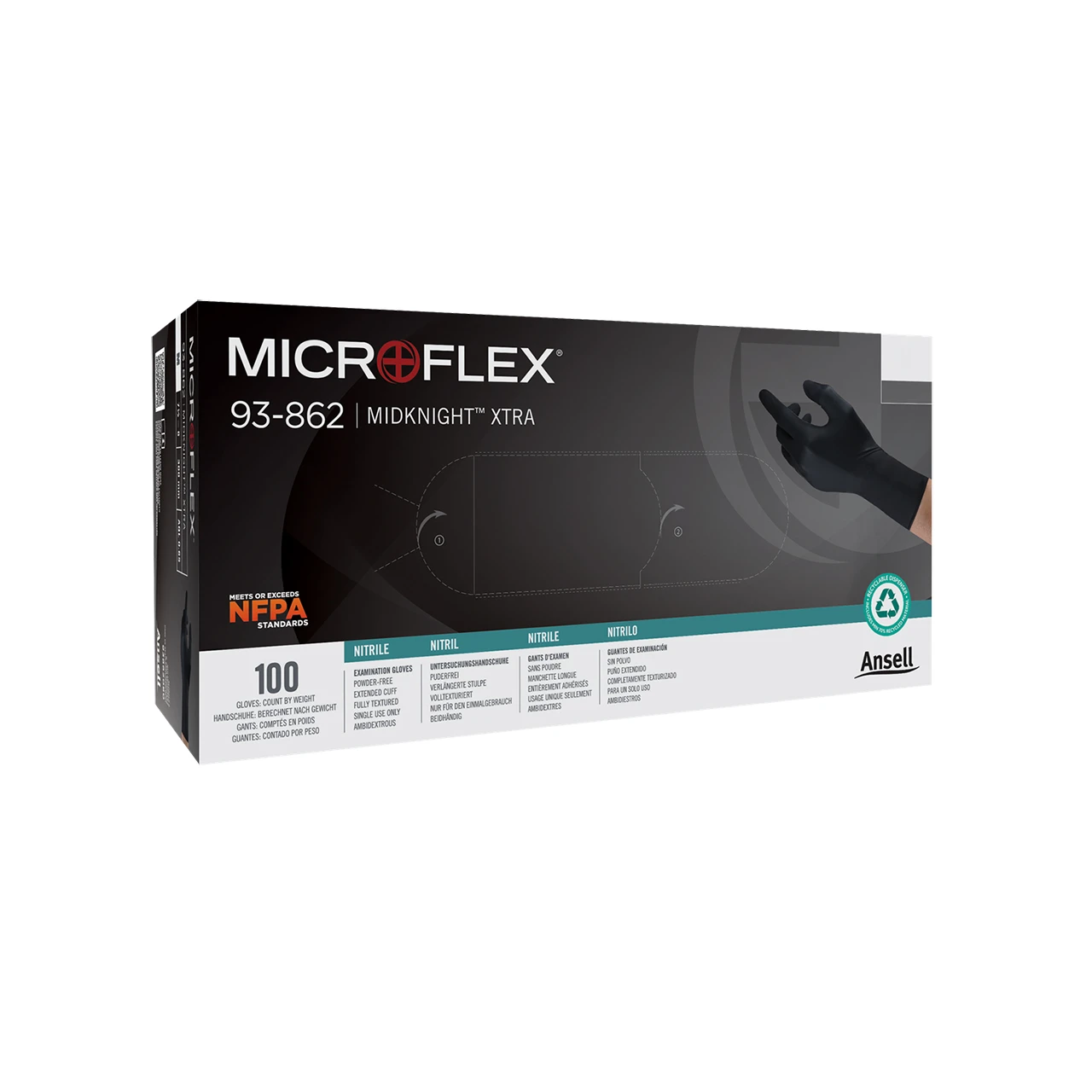 Microflex 93-862XL MidKnight XTRA Chemical Resistant Nitrile Gloves - XL