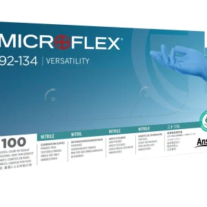 Microflex Disposable Powder-Free Nitrile Gloves for Cleaning w/Textured Fingertips (92-134)
