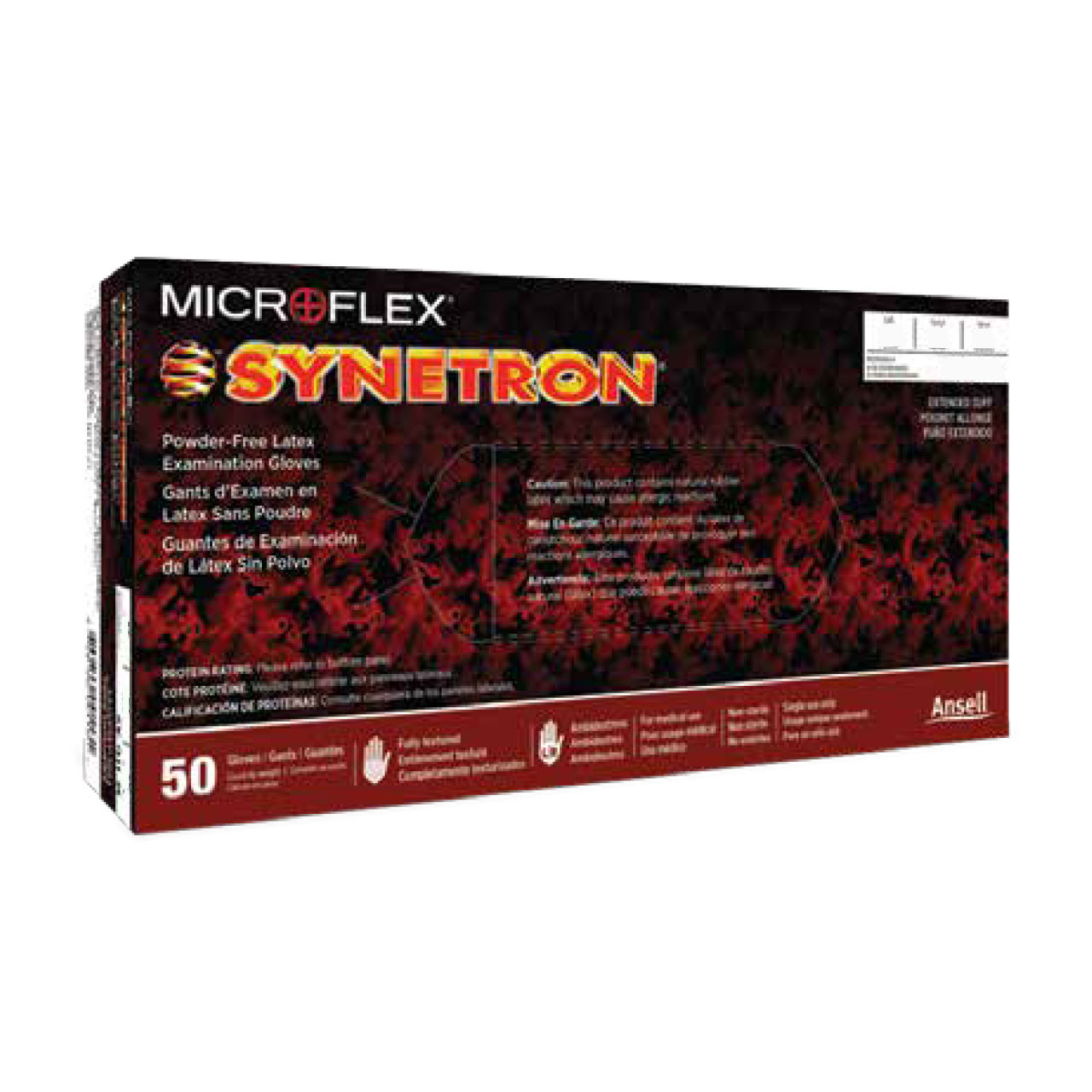 Microflex Synetron Large Latex Gloves 50-Pack Powder-Free Extended Cuff (SY911L)