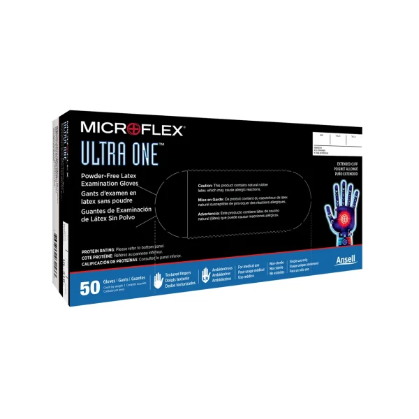 Microflex Ultra One Medium Latex Gloves With Extended Cuff Powder-Free (UL315M)