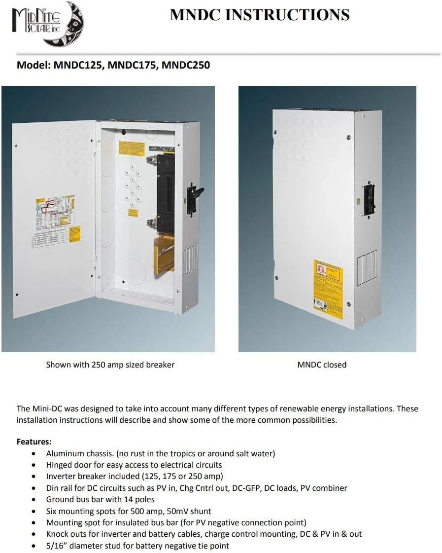 MidNite Solar Mini Dc Disconnect Power Center With 250 Amp Breaker (MNDC250) — product image 4