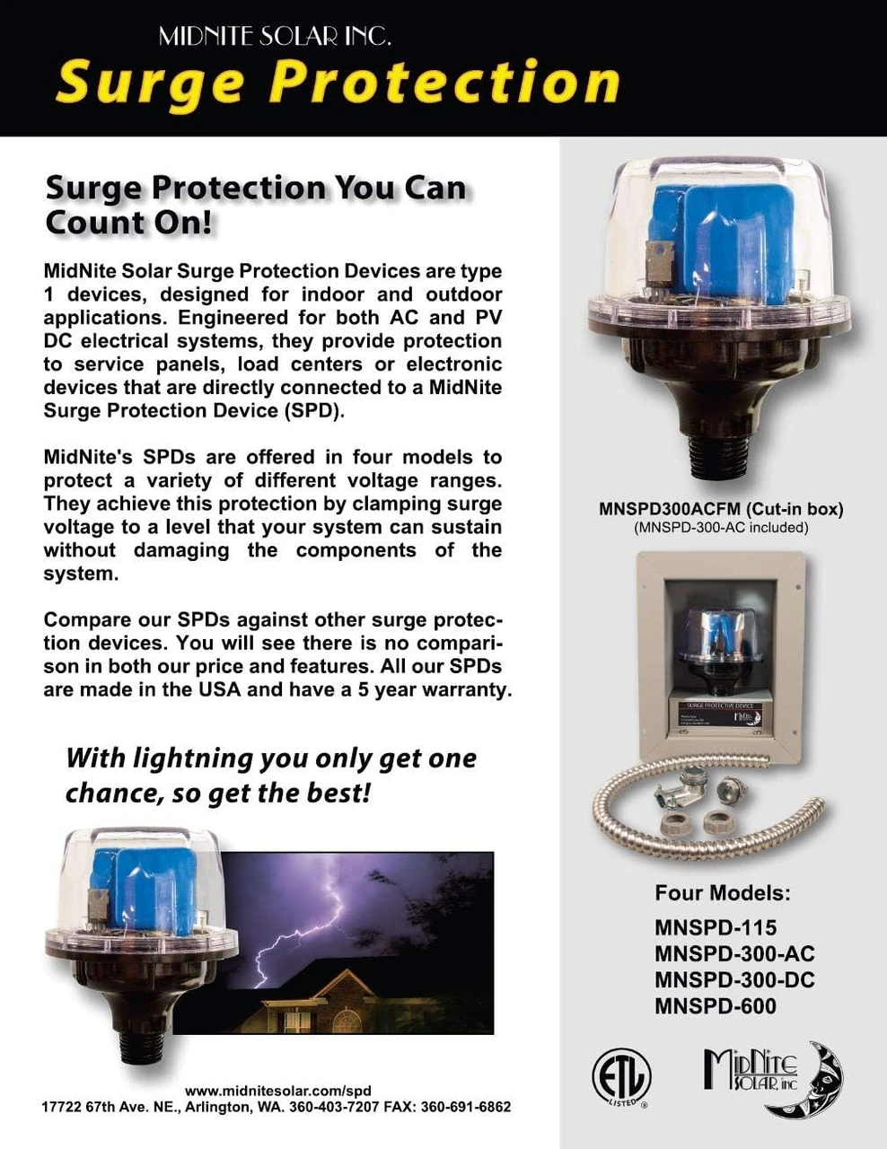 MidNite Solar Surge Protection Device - 300Vdc And 120/240 Vac (MNSPD-300-DC) — product image 4