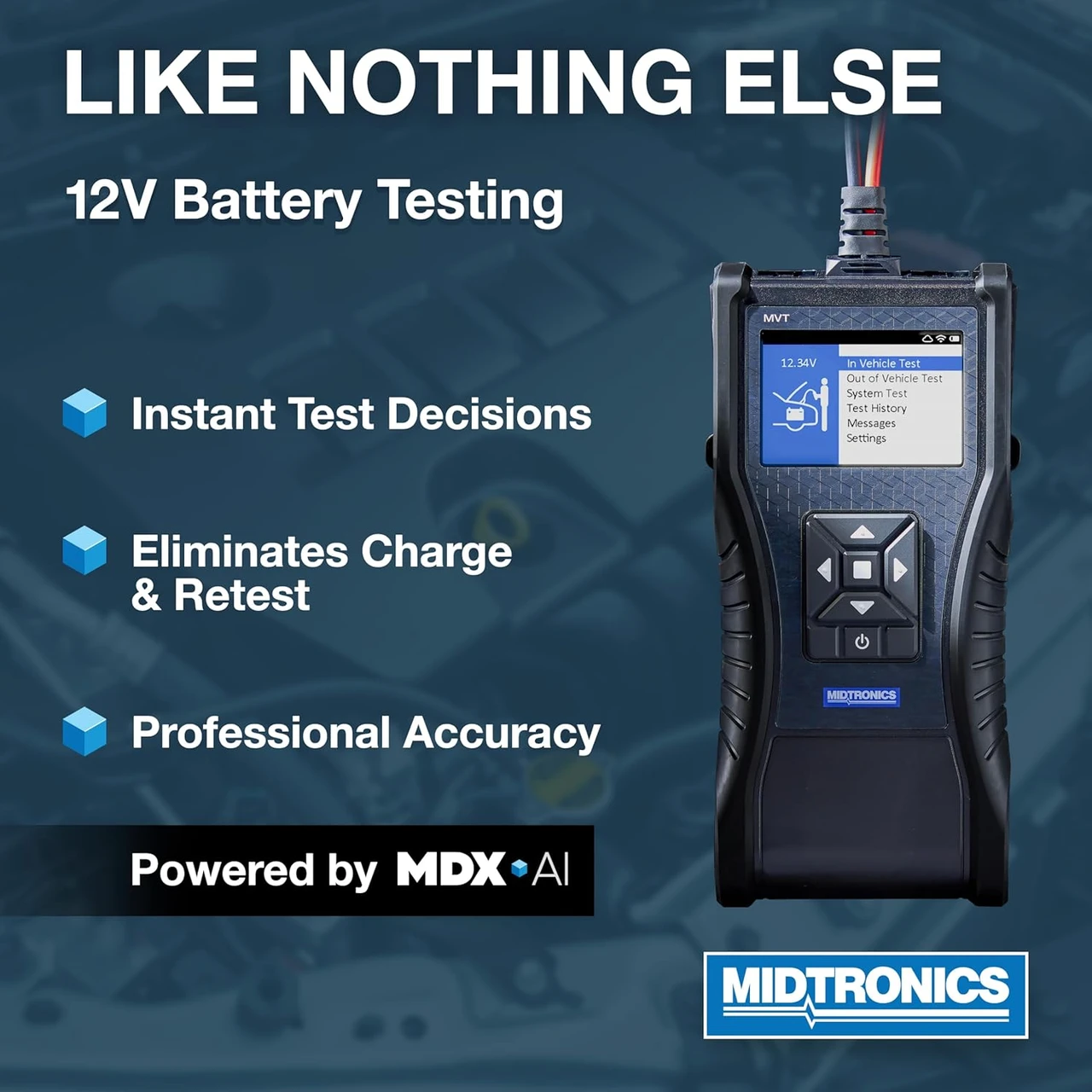 Midtronics Handheld Battery Tester With Printer, Mdx-Ai Powered, Fast & Accurate Diagnostics For 6V/12V (MVT-200P) — product image 3