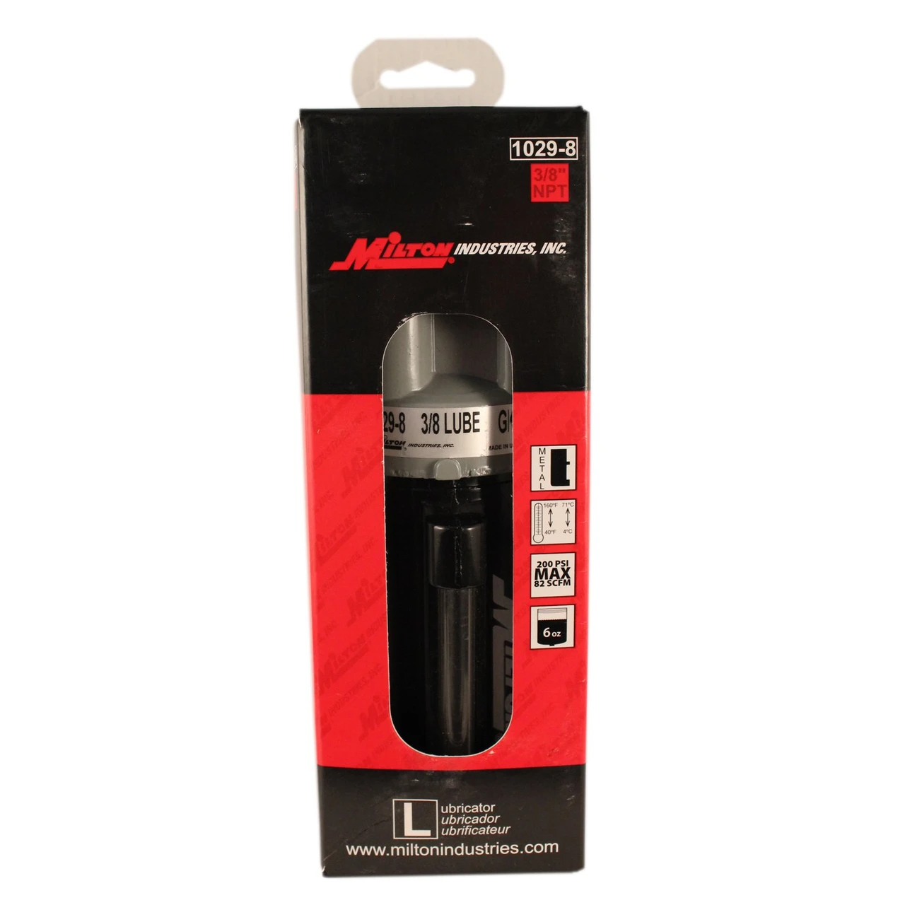 Milton 1029 3/8" NPT Polycarbonate FRL Lubricator — product image 2