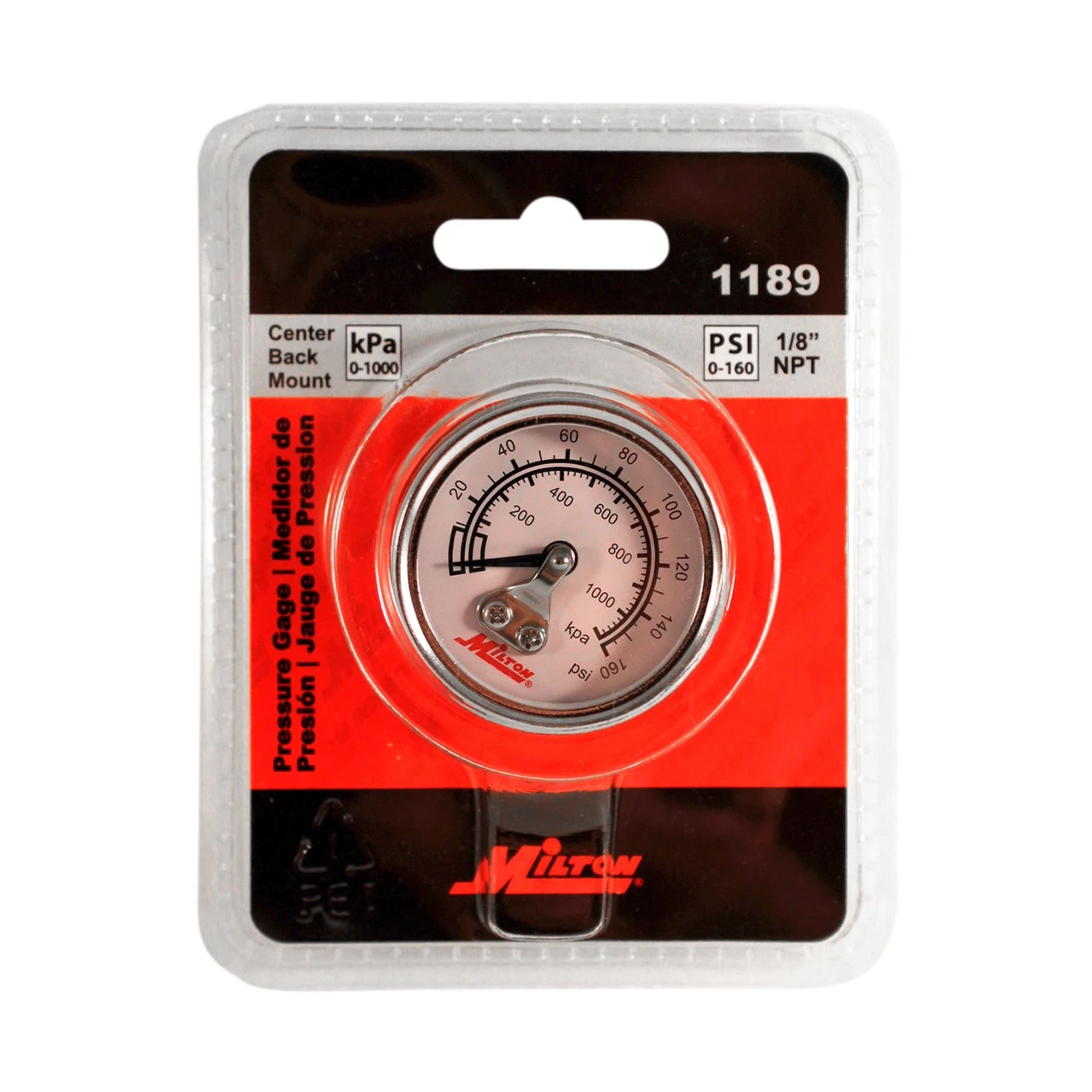Milton 1189 1/8" NPT Mini High Pressure Gauge — product image 2
