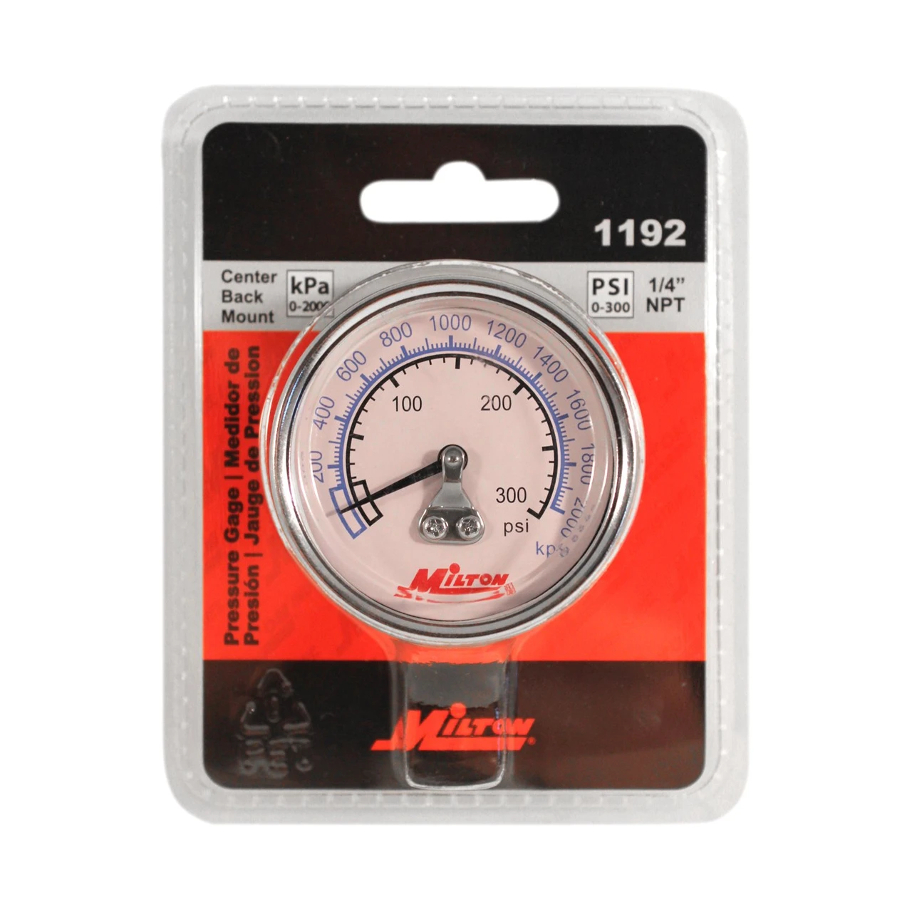 Milton 1192 1/4" NPT High Pressure Gauge — product image 2