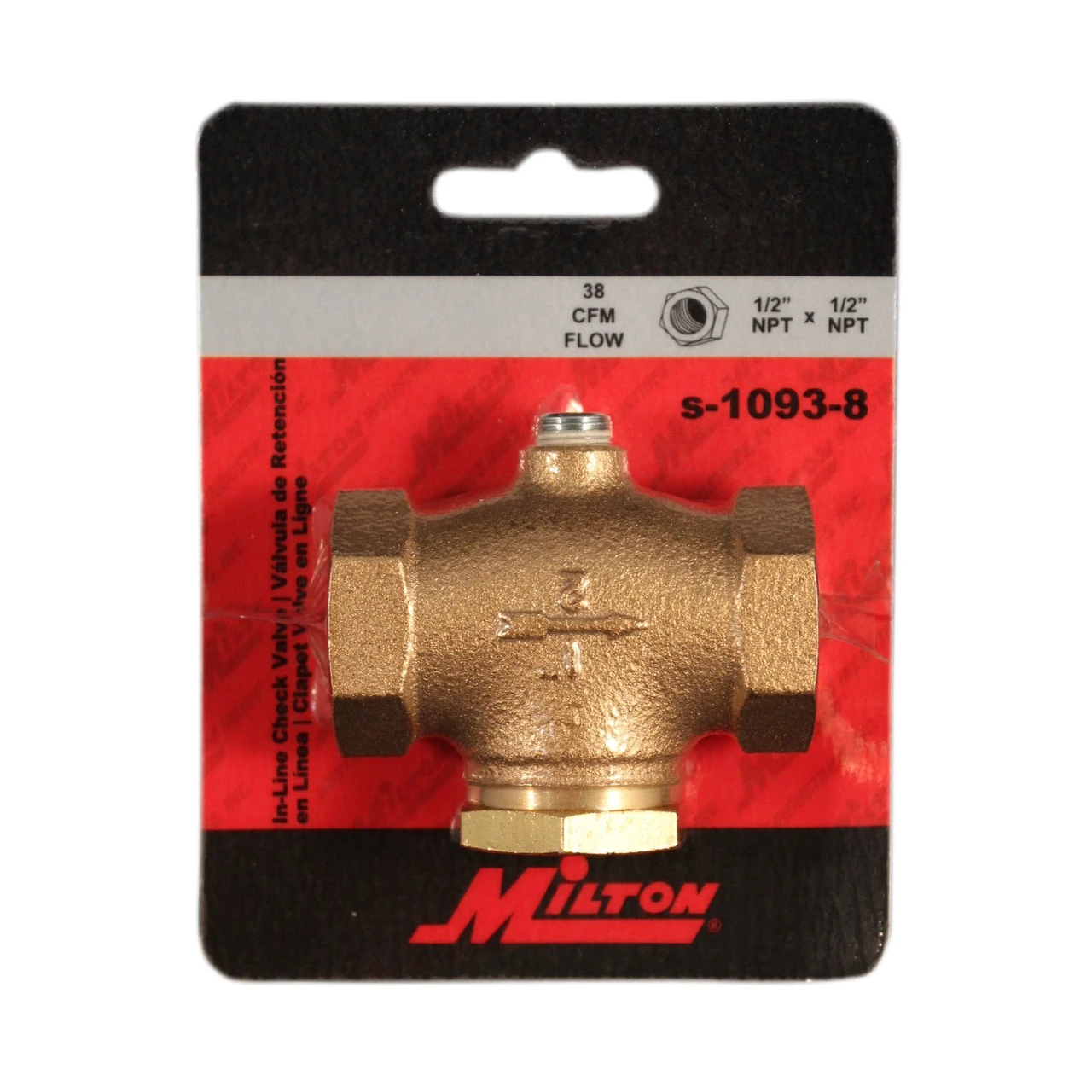 Milton S1093-8 1/2" FNPT In Line Check Valve — product image 2