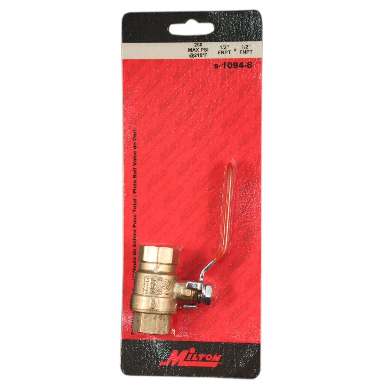 Milton S1094-8 1/2" FNPT Full Port Heavy-Duty Brass Ball Valve — product image 2
