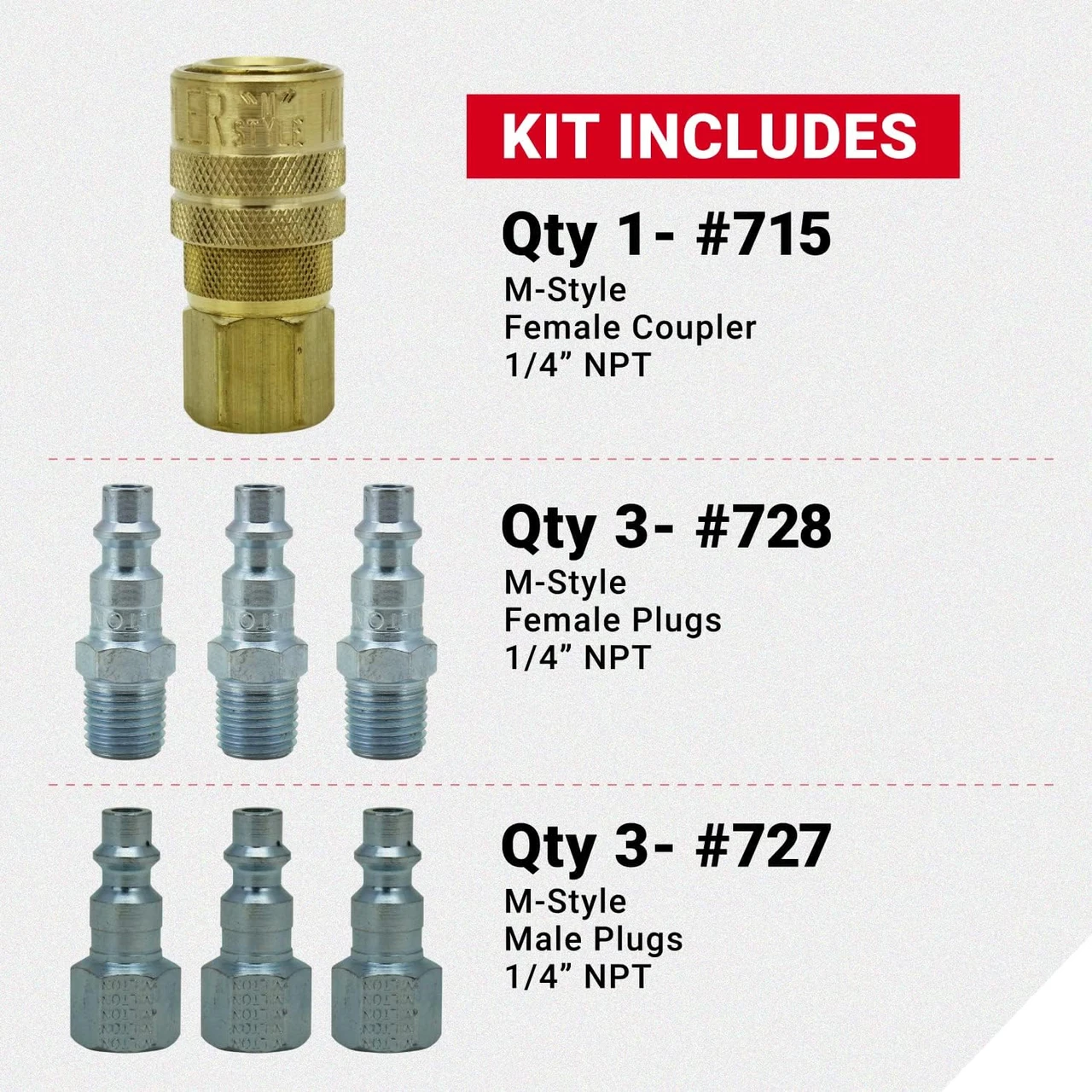 Milton S212 7 Piece M-Style Coupler Kit — product image 3
