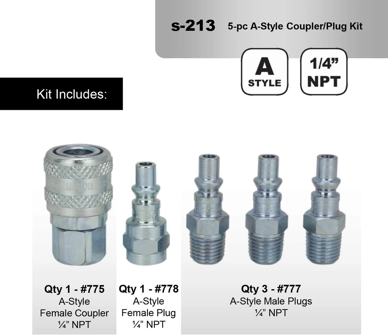 Milton S213 5 Piece A-Style Coupler Kit — product image 6