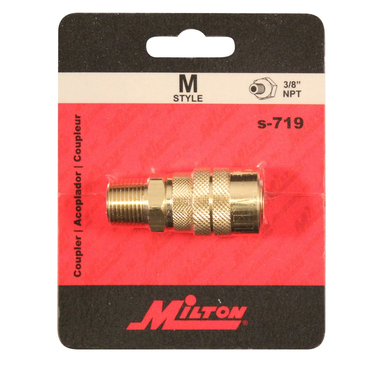 Milton S719 3/8" MNPT M Style Coupler — product image 5