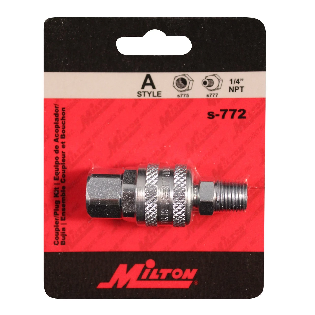 Milton S772 1/4" NPT A Style Coupler and Plug - 2 Pieces — product image 3