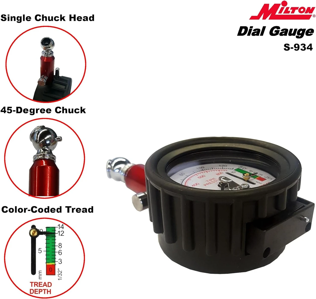 Milton S934 Tire Gauge with Tire Tread Depth Gauge 0-120 PSI — product image 4