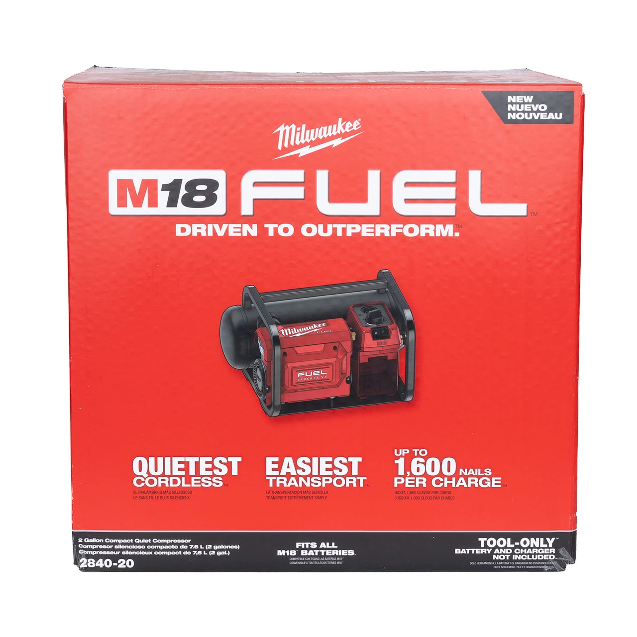 Milwaukee 2 Gallon Compact Quiet Compressor, Cordless, M18 FUEL - Tool Only (2840-20) — product image 3