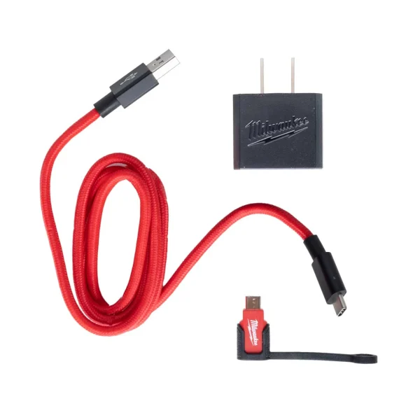 Milwaukee 3ft USB-C and 2.1A Wall Charger With Micro USB Adaptor (48-59-1204-1)