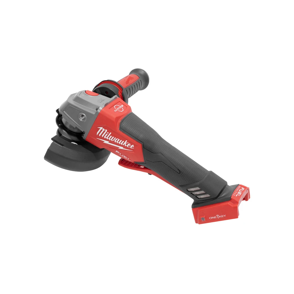 Milwaukee 2882-20 cordless grinder with guard, side handle and empty battery mount